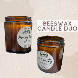 CANDLE DUO -  100% Beeswax Wood Wick Candle
