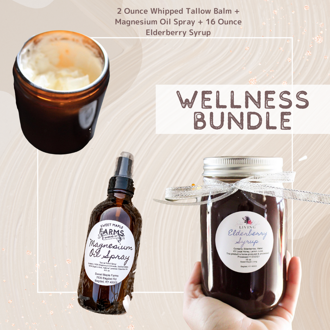 Wellness Bundle - Whipped Tallow Balm + Magnesium Oil Spray + Elderberry Syrup