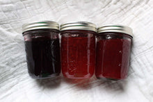 Load image into Gallery viewer, Sweet Sampler - Christmas Jam + Strawberry Jam + Elderberry Jelly
